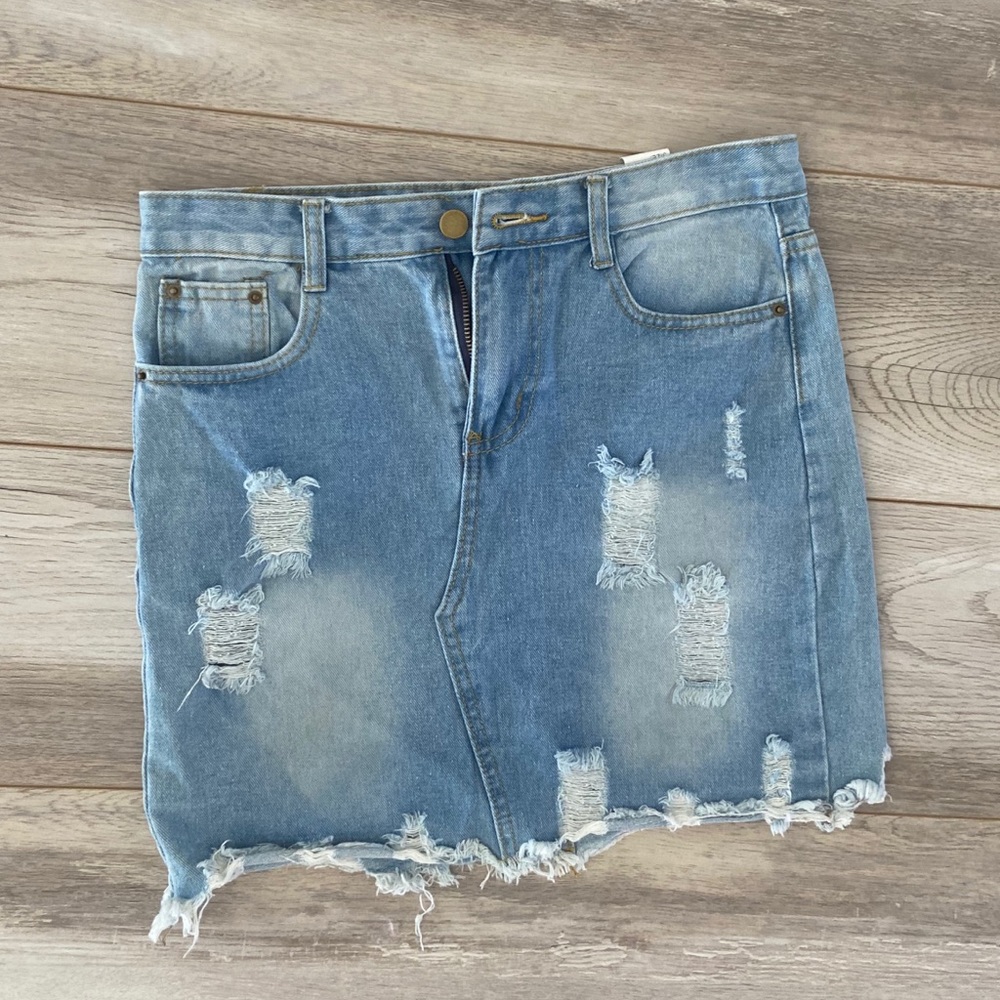 Light Wash Mini Skirt